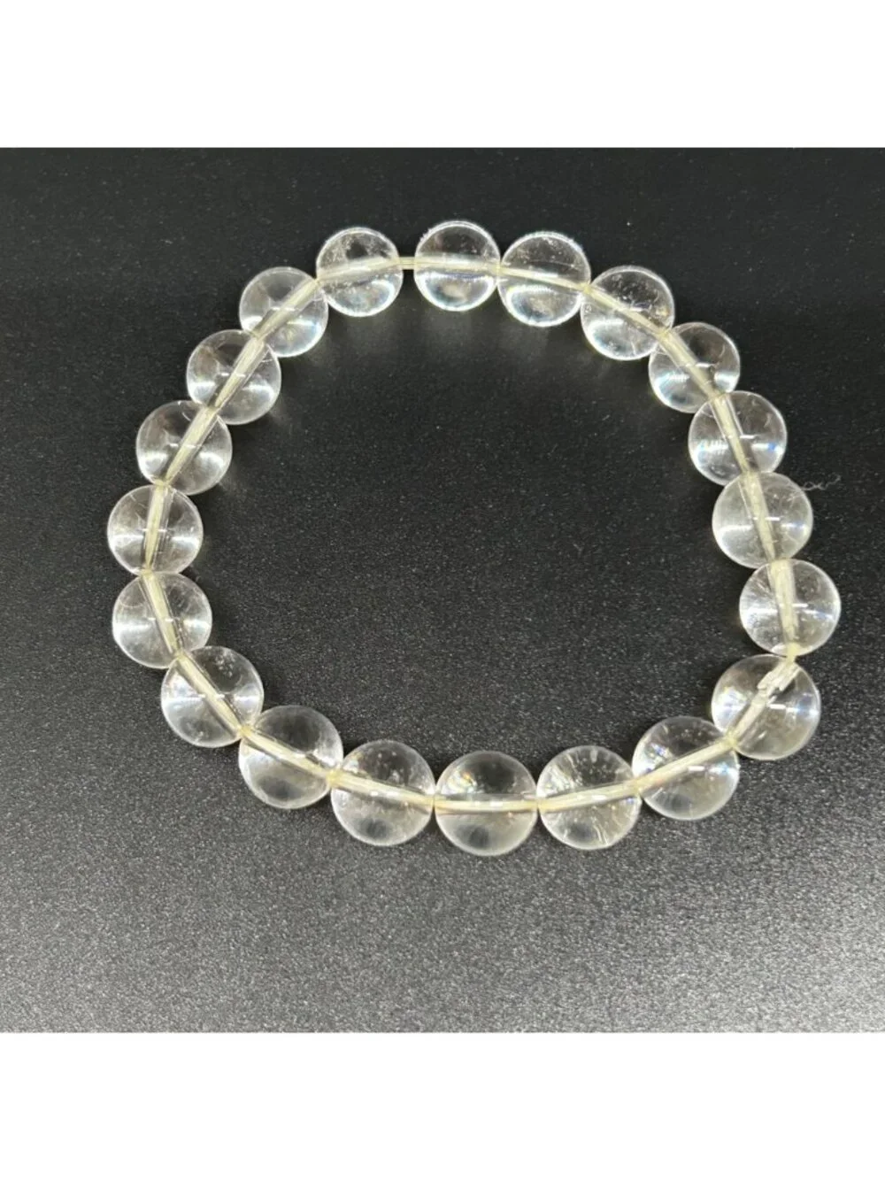 Natural Quartz Crystal Bracelet Beaded Healing Clarity Minimalist READ 6.5